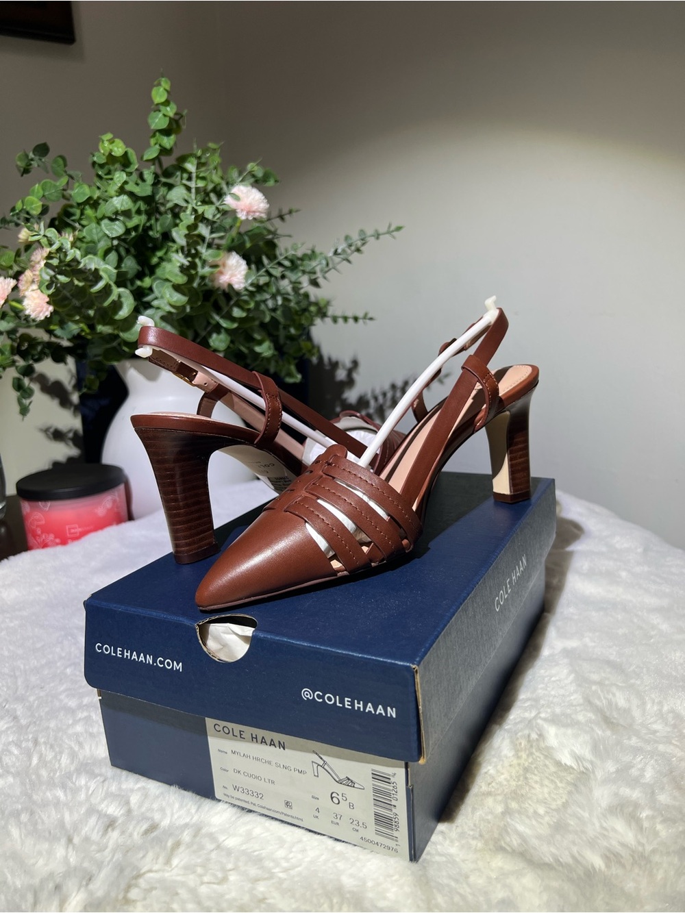 Cole Haan Brown Leather Pointed Slingback Heels